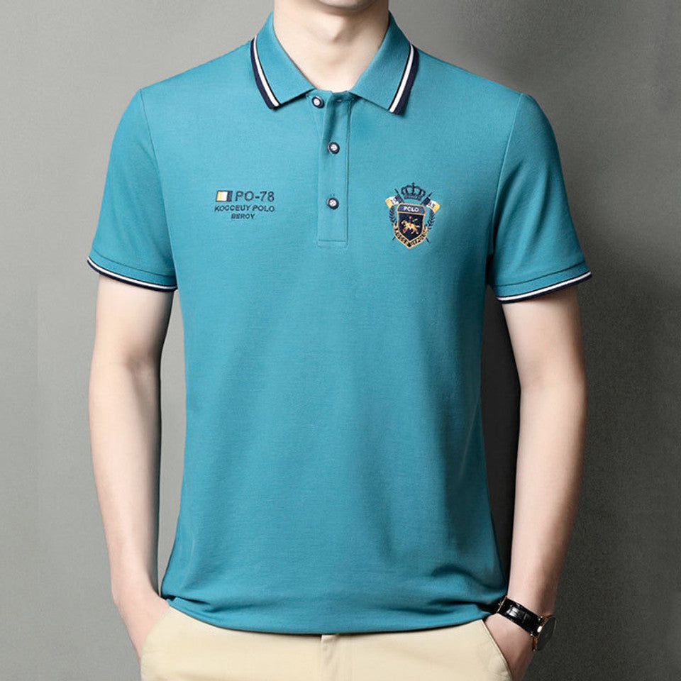 Men's Summer Embroidered Polo T-Shirt – Short Sleeve & Lightweight