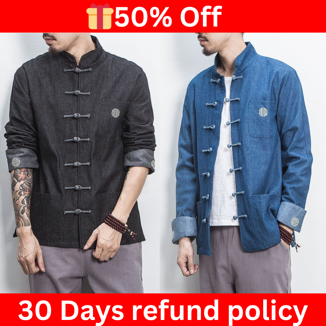 Cheongsam Denim Shirt for men, Chinese style Denim Jacket - hookupcart - Cheongsam Denim Shirt for men, Chinese style Denim Jacket -  - hookupcart - #tag4# - #tag3# - Cheongsam Denim Shirt for men, Chinese style Denim Jacket - hookupcart