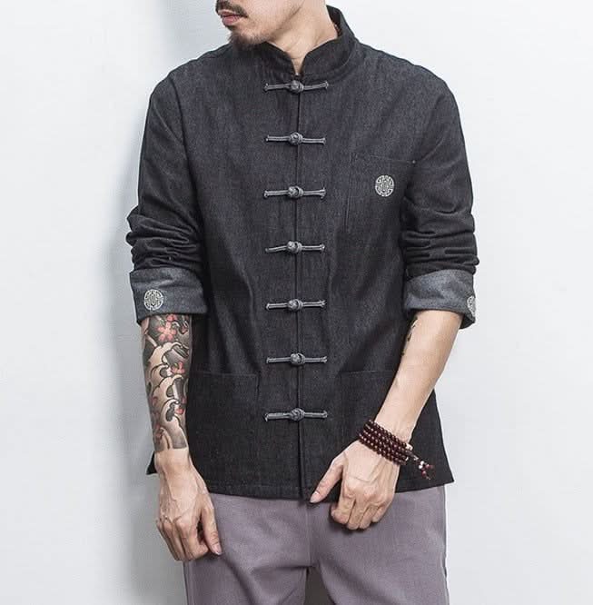 Cheongsam Denim Shirt for men, Chinese style Denim Jacket - hookupcart - Cheongsam Denim Shirt for men, Chinese style Denim Jacket -  -  - #tag4# - #tag3# - Cheongsam Denim Shirt for men, Chinese style Denim Jacket - hookupcart