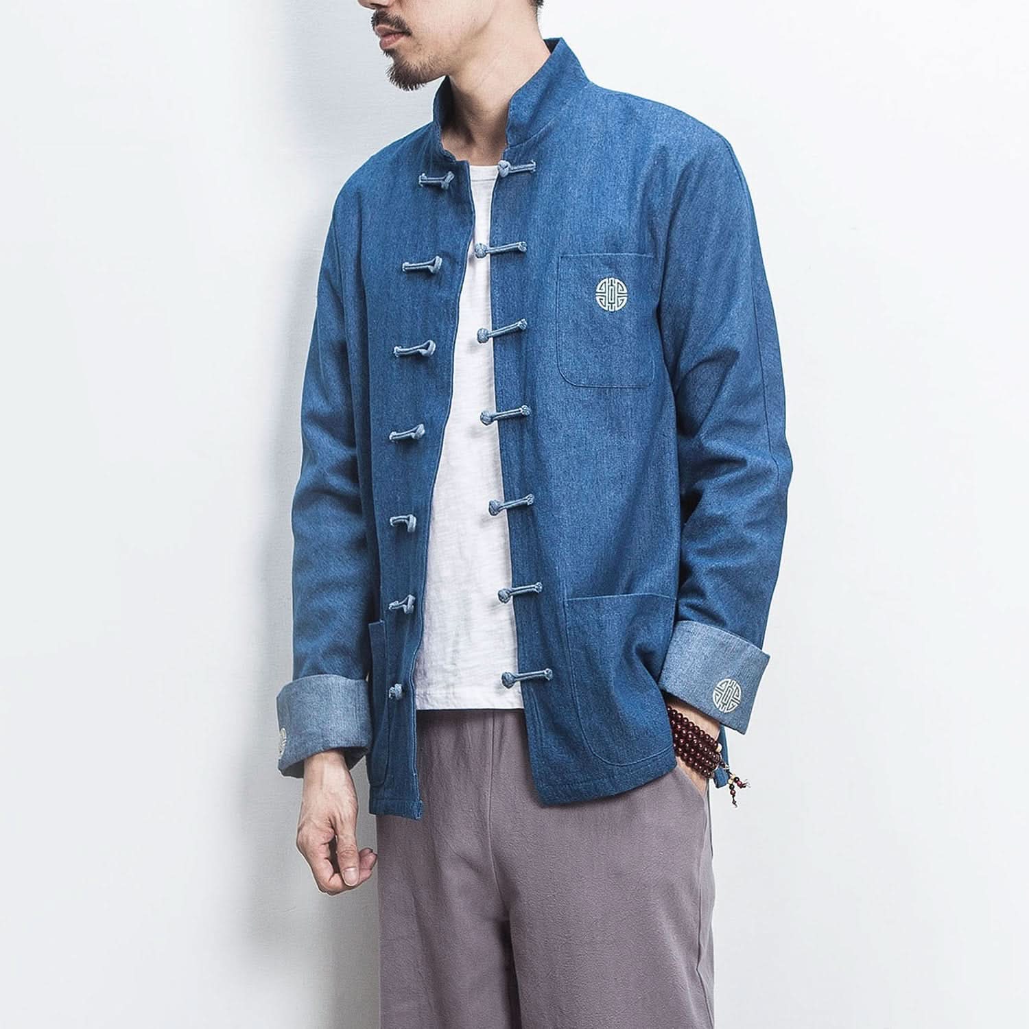 Cheongsam Denim Shirt for men, Chinese style Denim Jacket - hookupcart - Cheongsam Denim Shirt for men, Chinese style Denim Jacket -  -  - #tag4# - #tag3# - Cheongsam Denim Shirt for men, Chinese style Denim Jacket - hookupcart