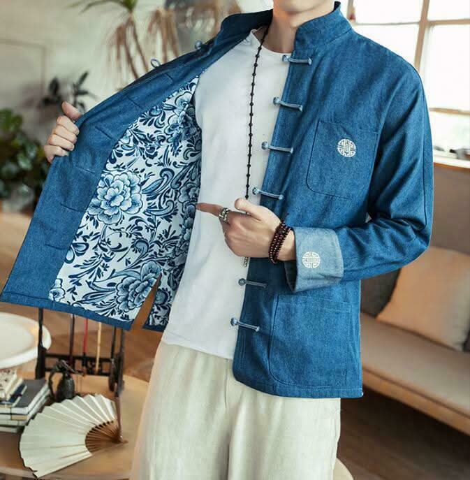 Cheongsam Denim Shirt for men, Chinese style Denim Jacket - hookupcart - Cheongsam Denim Shirt for men, Chinese style Denim Jacket -  -  - #tag4# - #tag3# - Cheongsam Denim Shirt for men, Chinese style Denim Jacket - hookupcart