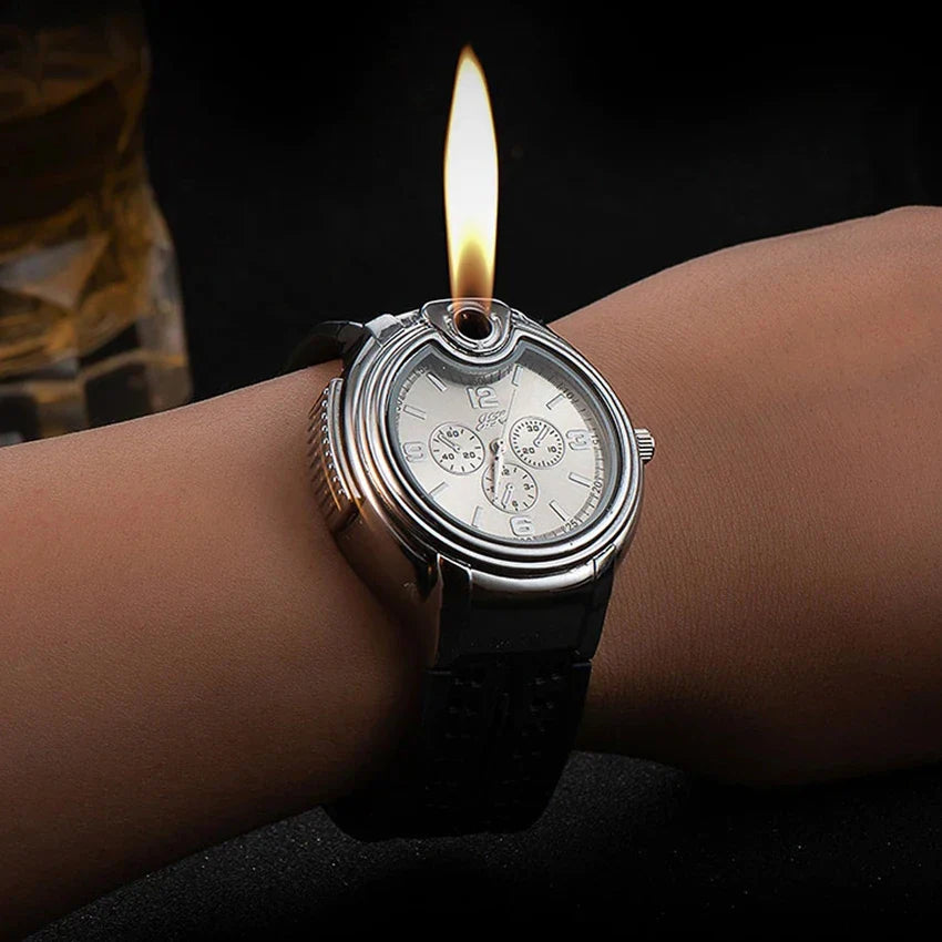 Metal Gas Watch Lighter | Refillable Gas Portable Outdoor Windproof Lighter